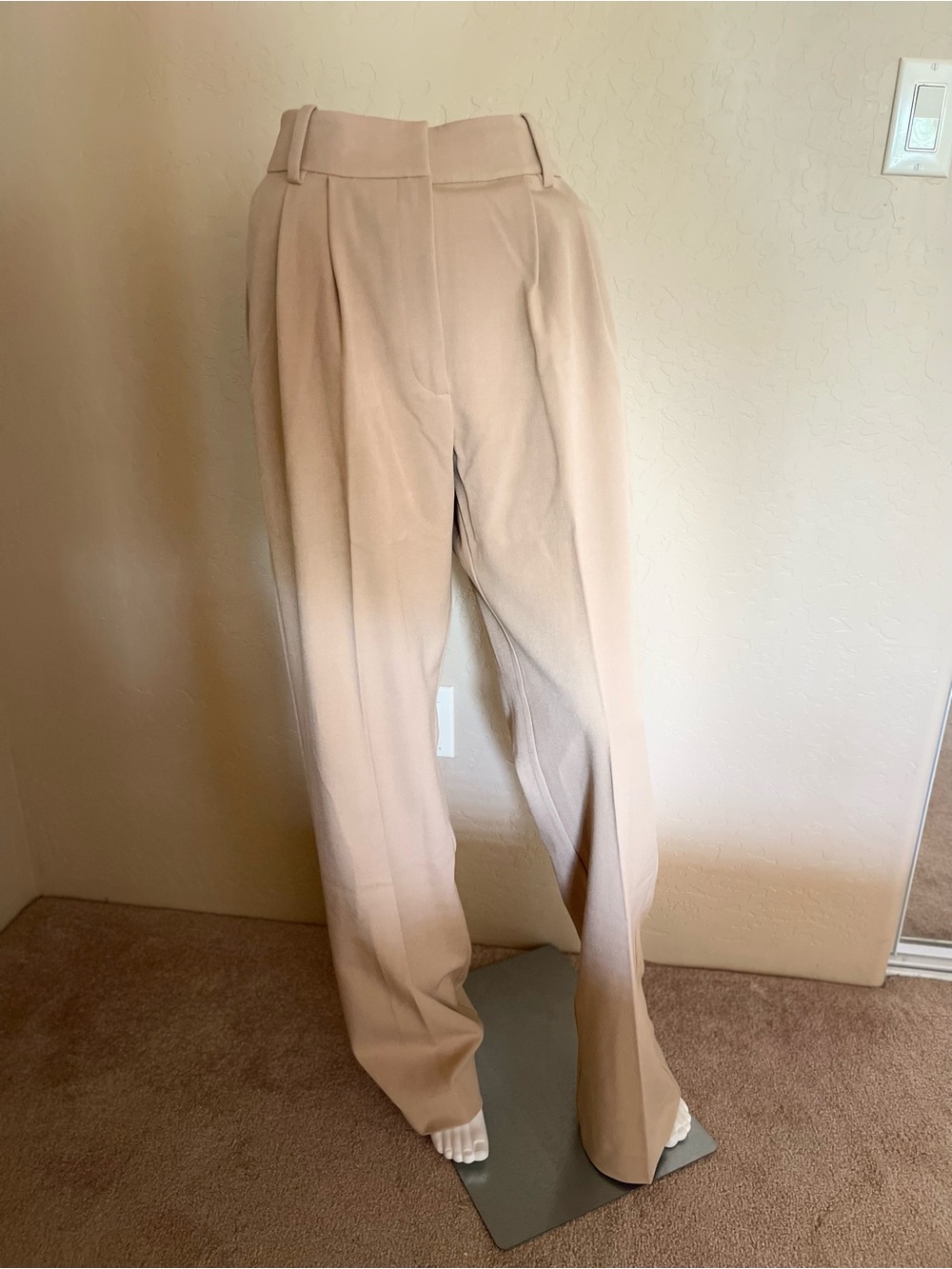 Favorite Daughter Wide-Leg High-Waist Trousers in Light Beige